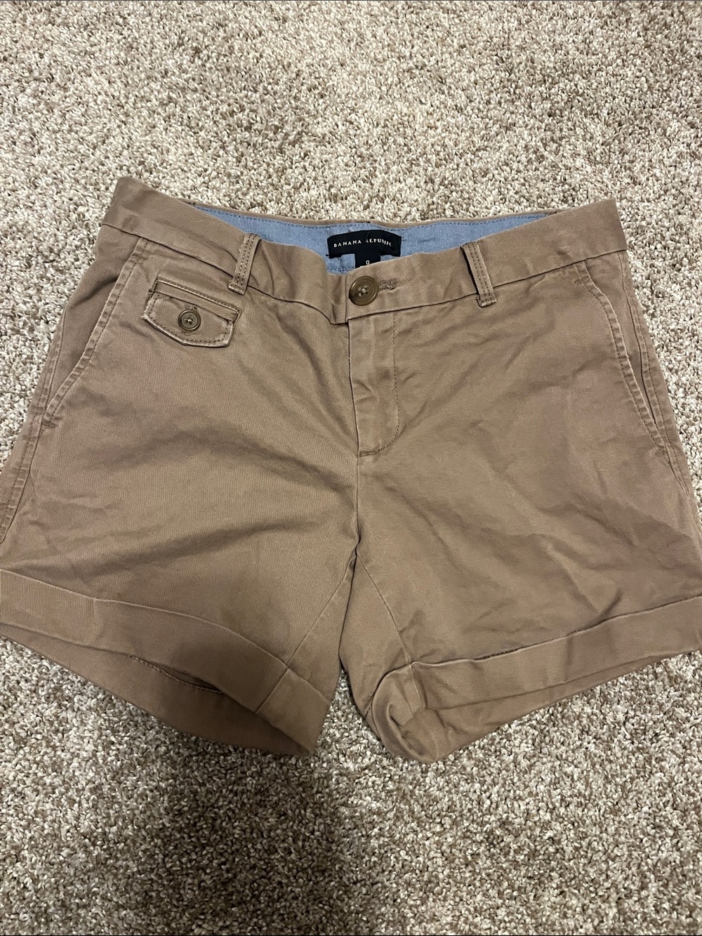 Banana Republic Tan Cotton Roll-Cuff Shorts